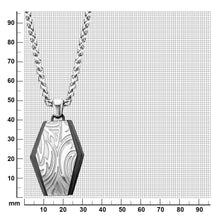 Load image into Gallery viewer, Black IP w/ Steel Grooves &amp; Crests Dog Tag Pendant with Steel Wheat Chain