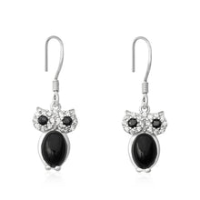 Load image into Gallery viewer, Sterling Silver CZ and Onyx Owl Earring and Pendant Set