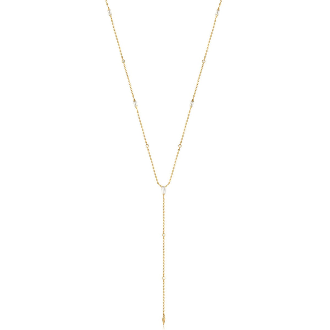 Gold Sparkle Point Y Necklace