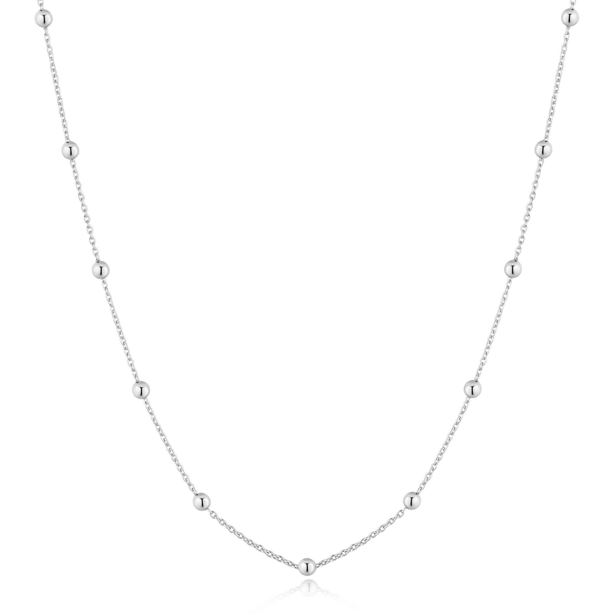 Silver Beaded Chain Necklace