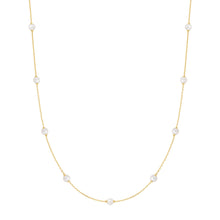 Load image into Gallery viewer, Gold Shell Pearl Station Chain Necklace