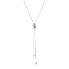 Load image into Gallery viewer, Silver Twisted Rope Lariat Necklace