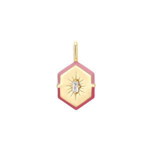 Gold Enamel Hexagon Necklace Charm