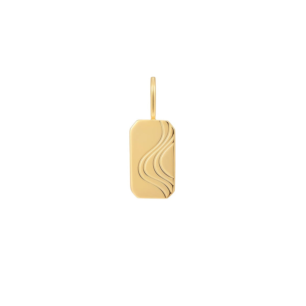 Gold Wave Tag Necklace Charm