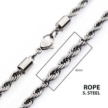 Load image into Gallery viewer, 4mm Steel Rope Chain Necklace