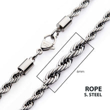 Load image into Gallery viewer, 6mm Steel Rope Chain Necklace