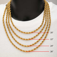 Load image into Gallery viewer, 18k 6mm Gold IP - Steel Rope Chain