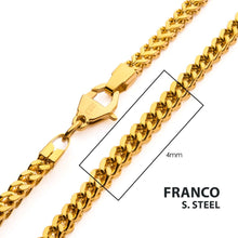 Load image into Gallery viewer, 4mm 18Kt Gold IP Franco Chain Necklace