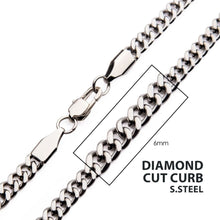 Load image into Gallery viewer, 6mm Steel Diamond Cut Curb Chain Necklace