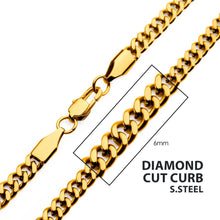 Load image into Gallery viewer, 6mm 18Kt Gold IP Diamond Cut Curb Chain Necklace