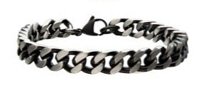 8mm Black Plated Curb Chain Bracelet