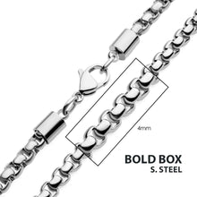 Load image into Gallery viewer, 4mm Steel Bold Box Chain Necklace 26"