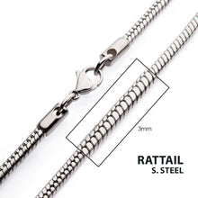 Load image into Gallery viewer, 3mm Steel Rattail Chain Necklace