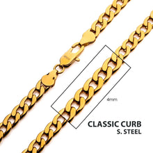 Load image into Gallery viewer, 4mm 18Kt Gold IP Classic Curb Chain Necklace