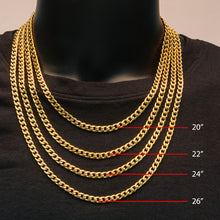 Load image into Gallery viewer, 4mm 18Kt Gold IP Classic Curb Chain Necklace
