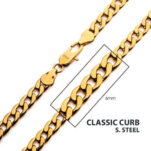 Load image into Gallery viewer, 6mm 18Kt Gold IP Classic Curb Chain Necklace