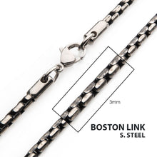 Load image into Gallery viewer, 3mm Oxidized Stainless Steel Boston Link Chain