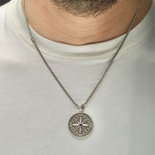 Load image into Gallery viewer, 925 Sterling Silver Magellan Compass Pendant with Faceted Black Spinel