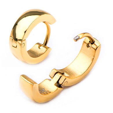 9mm/4mm Gold IP Huggies Earrings