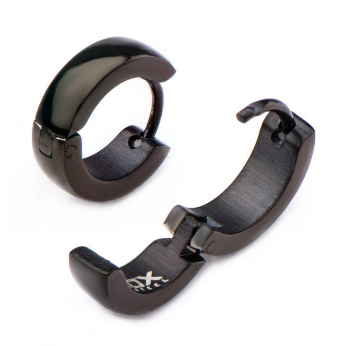 9mm/4mm Black IP Huggies Earrings