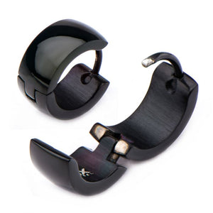 9mm/6mm Inox Jewelry Black IP Huggies Earrings