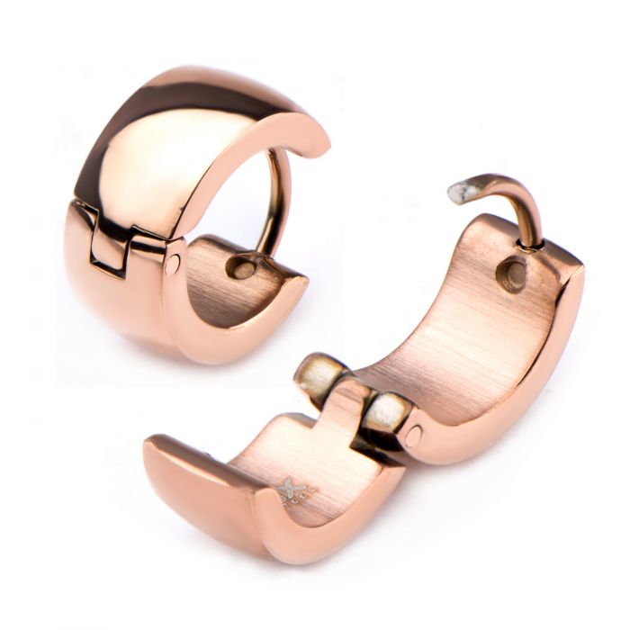 9mm/6mm Inox Jewelry Rose Gold IP Huggies Earrings