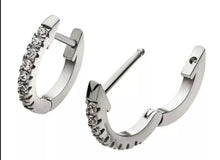 Load image into Gallery viewer, Stainless Steel with Prong Set 9pcs Clear AAA CZ Huggie Earrings