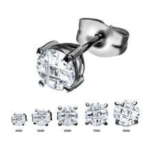 Load image into Gallery viewer, Stainless Steel with Hashtag CZ Round Cut Stud Earrings 5mm