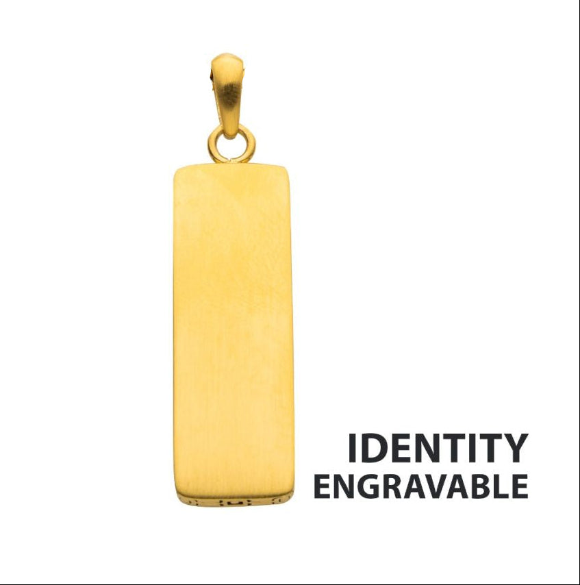 18Kt Gold IP Engravable Drop Pendant