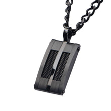Load image into Gallery viewer, Black IP &amp; Cable Inlayed Dog Tag Pendant with Chain