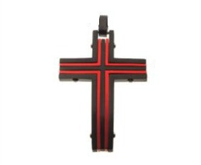 Black & Red Plated Dante Cross Pendant
