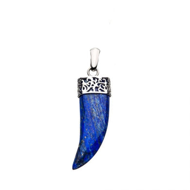 Stainless Steel with Lapis Lazuli Stone Horn Pendant