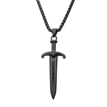 Load image into Gallery viewer, Steel Black IP Sword Pendant with Black Bold Box Chain