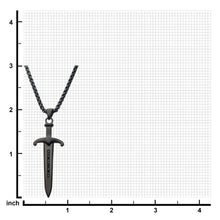 Load image into Gallery viewer, Steel Black IP Sword Pendant with Black Bold Box Chain