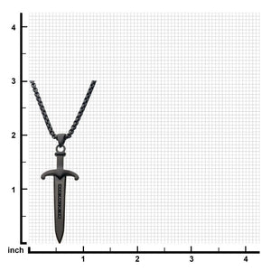 Steel Black IP Sword Pendant with Black Bold Box Chain