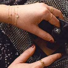 Load image into Gallery viewer, 14kt Gold White Sapphire Curve Bar Bracelet