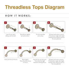 Load image into Gallery viewer, Titanium Threadless 5 Pyramid Stud Top