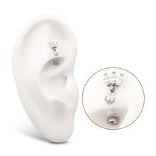 Load image into Gallery viewer, Titanium IT Triple Marquise Fixed Top Curved Barbell - Floating Prong Gem Dangle
