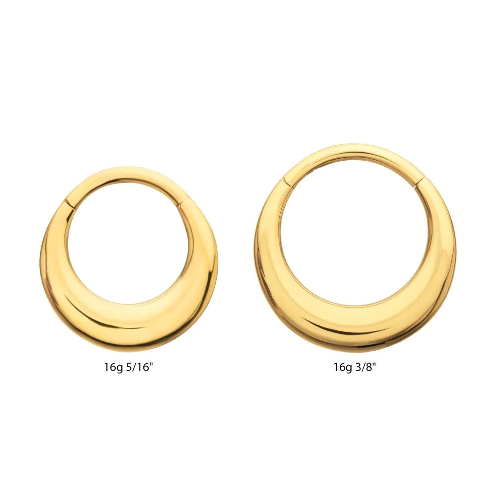 24Kt Gold PVD Titanium Sleek Dome Septum Front Facing Hinged Segment Clicker