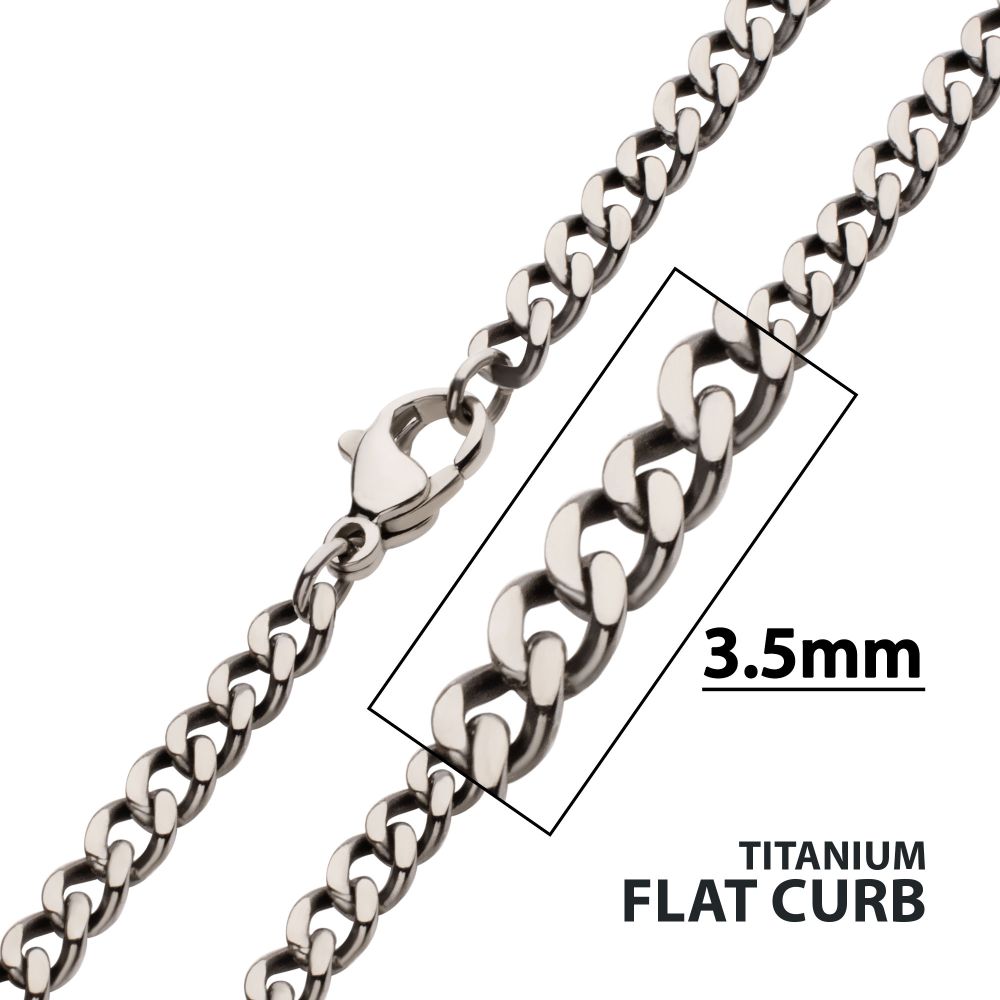 3.5mm Titanium Flat Curb Chain Necklace