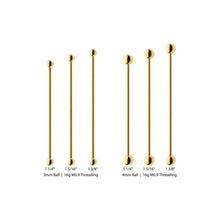Load image into Gallery viewer, 24KT Gold PVD Titanium Internally Threaded Industrial Barbell