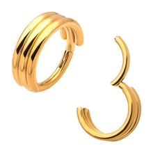 Load image into Gallery viewer, 24KT Gold PVD Triple Stack Hinged Segment Rings