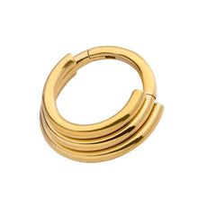 Load image into Gallery viewer, 24KT Gold PVD Triple Stack Hinged Segment Rings