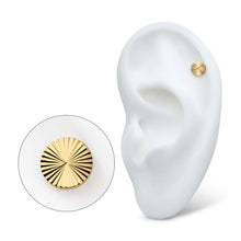 Load image into Gallery viewer, 24Kt Gold PVD Titanium Threadless Corrugated Round Top