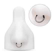 Load image into Gallery viewer, Black PVD Titanium Gem Front Facing Teardrop Shape Hinged Segment Clicker (16G, 8mm)