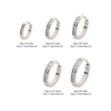 Load image into Gallery viewer, 20g Titanium Clear CZ Hinged Huggie Earrings
