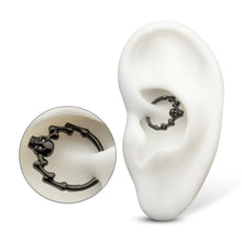 Load image into Gallery viewer, Black PVD Titanium Skull &amp; Bone with Black CZ Gem Eyes Front Facing Hinged Segment Clicker