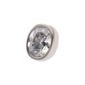 16g Titanium Internally Threaded Oval CZ Bezel-Set Top