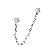 Load image into Gallery viewer, Titanium Threadless Round CZ Gem Tops with Rolo Chain Dangle