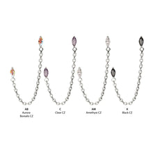 Load image into Gallery viewer, Titanium Threadless Marquise CZ Gem Tops with Rolo Chain Dangle